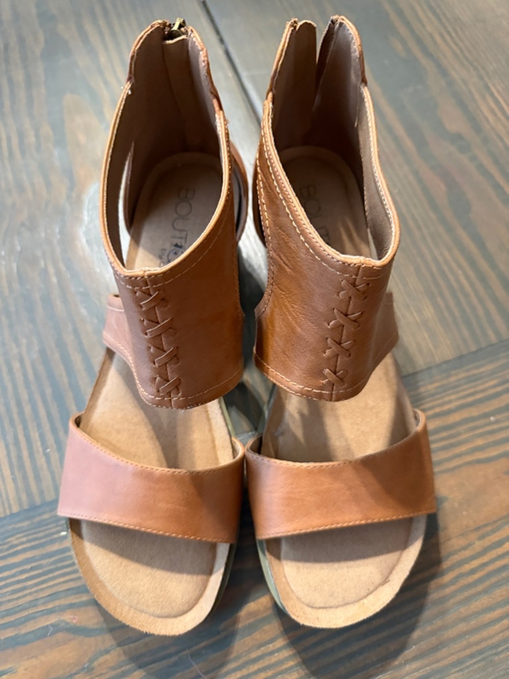 Women's Tan Leather Ankle-Strap Sandals